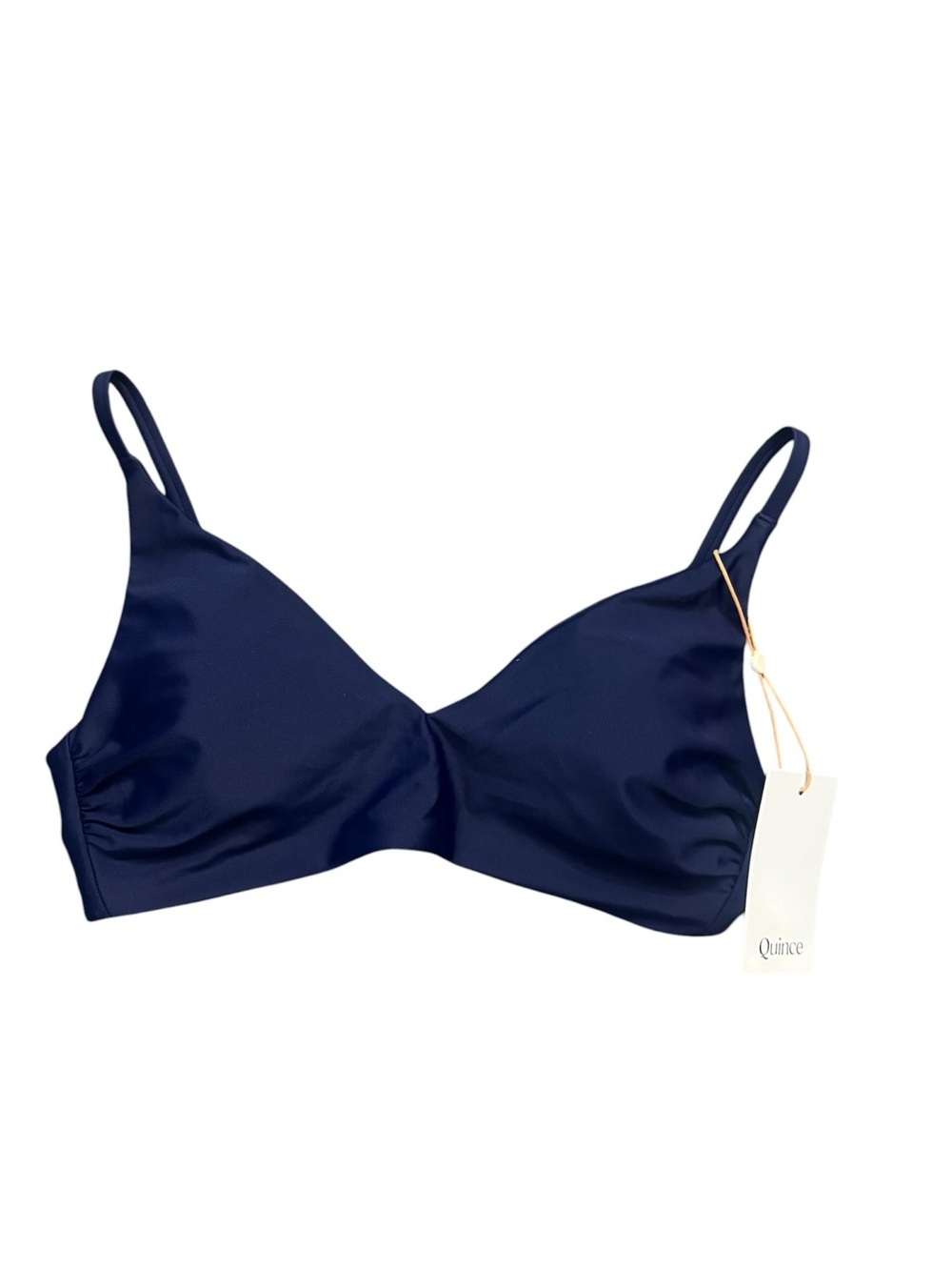 Quince Italian V-Neck Bikini Top Navy Small